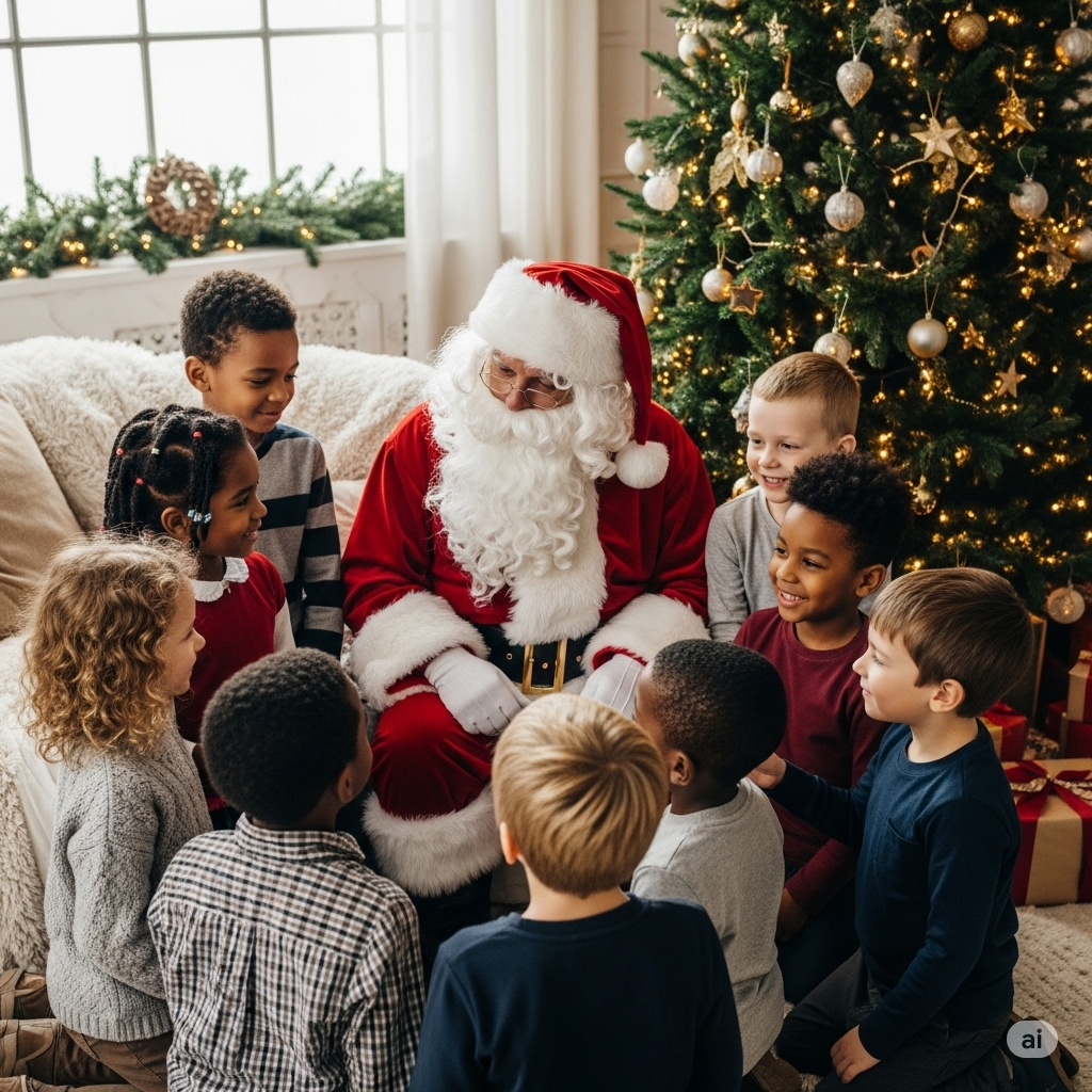 2025 Places to see Santa Claus - Children meeting Santa Claus and sharing holiday wishes