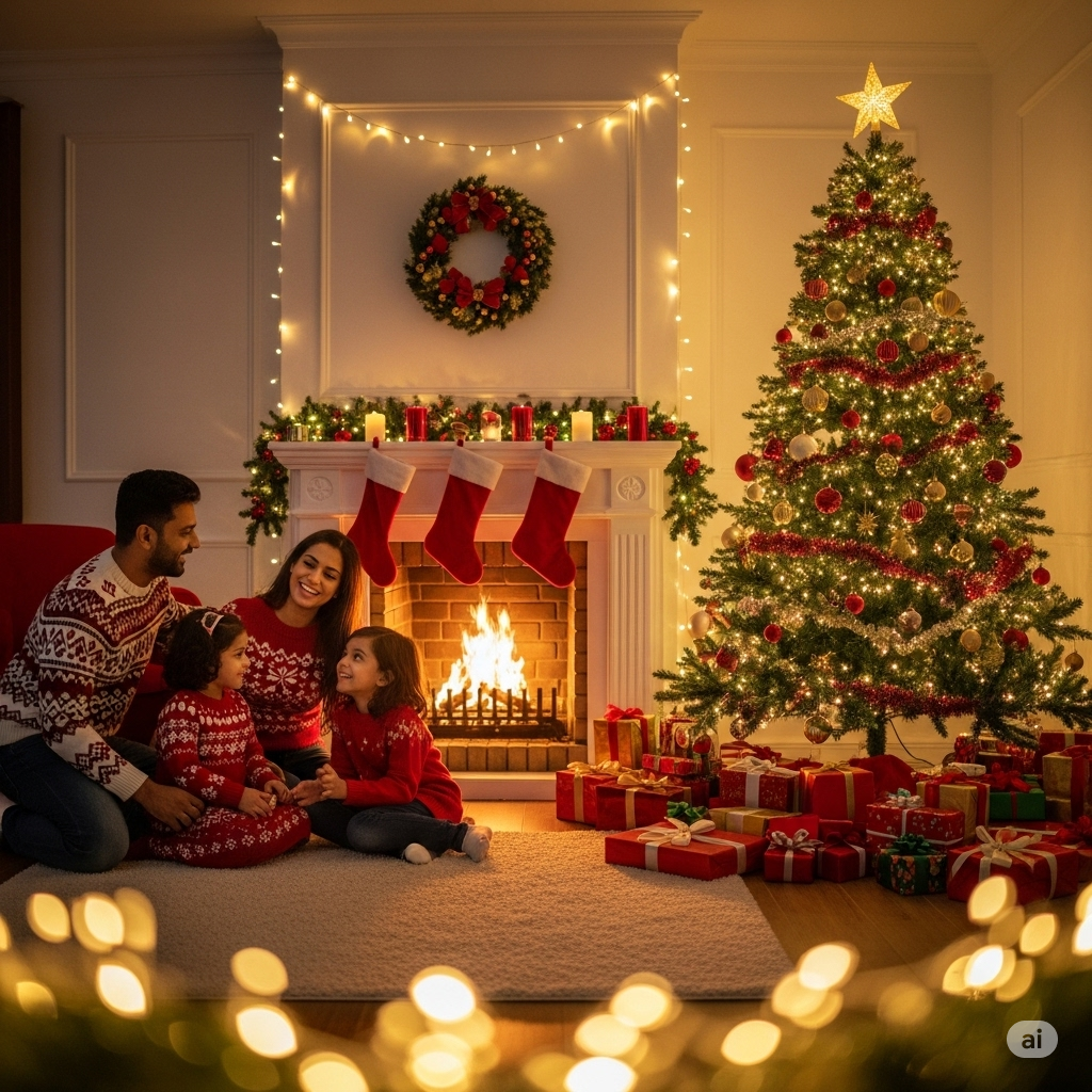 2025 Family Friendly Christmas Activities - Family visiting Santa Claus
