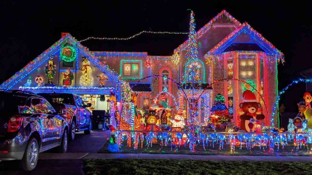2025 best Christmas light displays - Neighborhood houses decked out in colorful lights