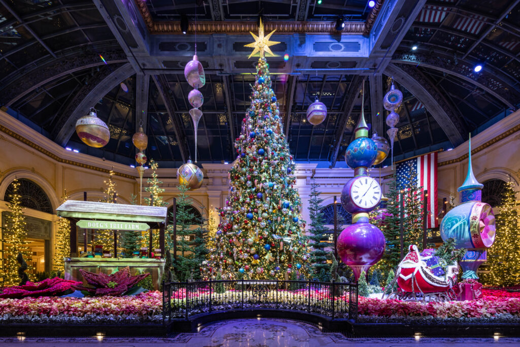 Bellagio Conservatory decorated for Christmas in Nevada 2025